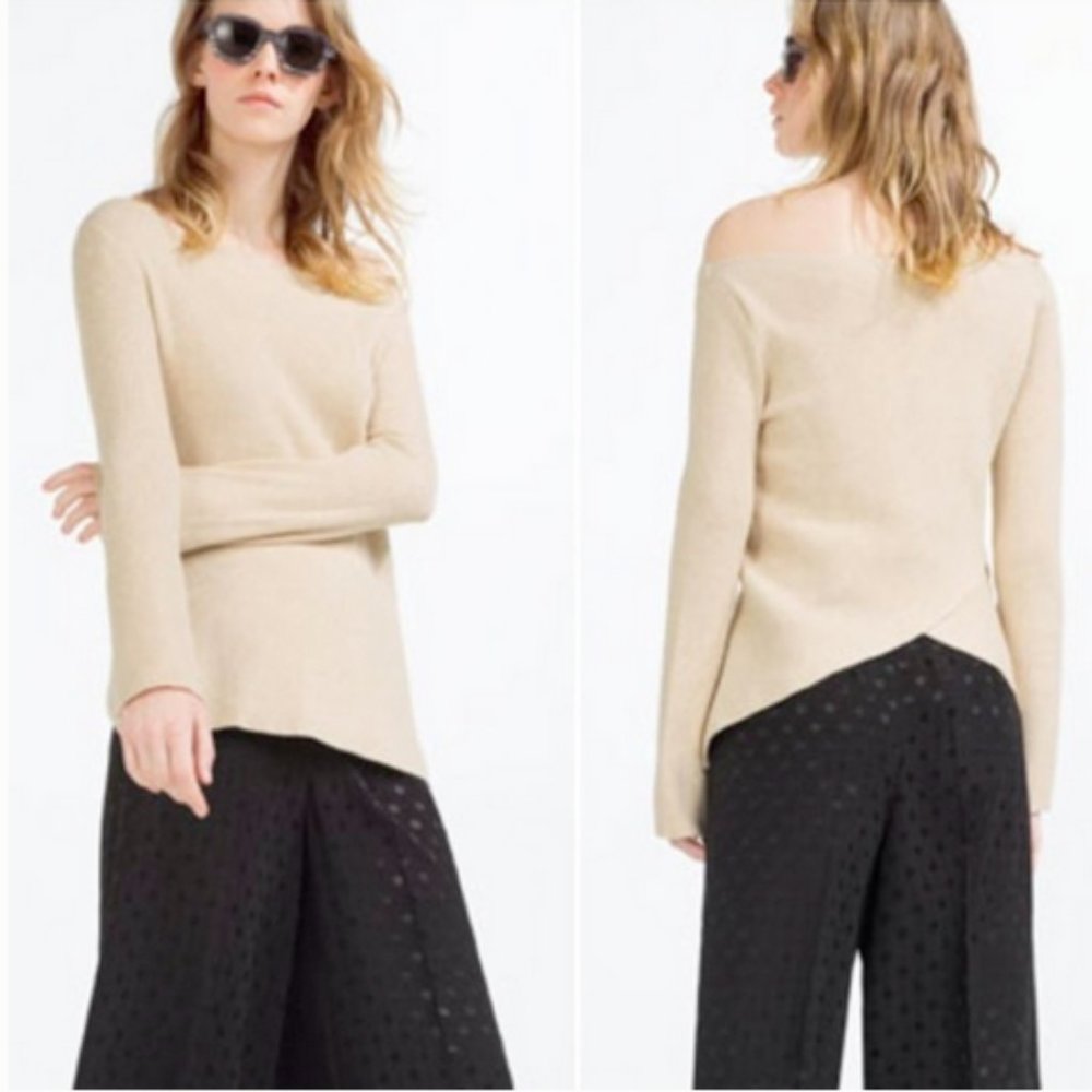 Zara Knit Cross Back Pullover Sweater - CREAM